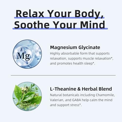 iMATCHME Magnesium Glycinate 850mg Capsules with L-Theanine, Chamomile & GABA for Sleep, Calmness, Muscle, Bone Health & Immune Support, Magnesium for Women and Men, Vegan, High-Absorption, 120 Count view 6