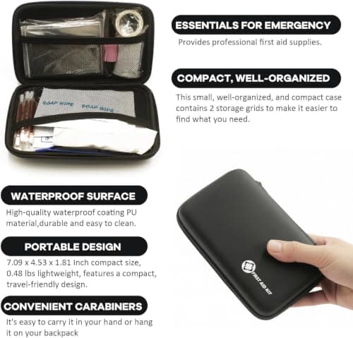 First Aid Kit Mini Small Waterproof Portable Compact Home Car Travel Hiking Red Coating PU Material,Camping,School Supplies,Dorm Room Essentials,Survival Kit,Outdoor Adventure,Office,Refill Supplies view 4