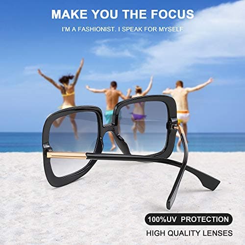 FEISEDY Oversized Square Women Sunglasses Thick Frame Gradient Glasses B4030 view 6
