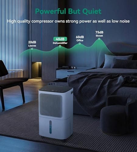 2500 Sq.Ft Dehumidifier for Basement with Drain Hose Max 34 Pints, VEAGASO Dehumidifiers for Home, Large Room, Bathroom, Bedroom, Three Modes, Intelligent Humidity Control, Dry Clothes, 24HR Timer view 5