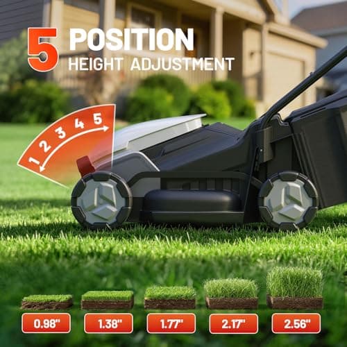 Litheli 14 Inch Cordless Lawn Mower, 5 Heights Adjustment, U20 Series 20V Electric Lawn Mowers for Garden, Yard and Farm, Light-Weight with Brushless Motor, 5.0Ah Portable Battery Included view 3