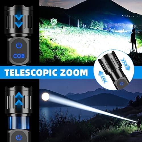 Dszuu Rechargeable LED Flashlight, Super Bright 99000 High Lumens Flash Light, 9 Modes Zoomable Flashlight with LCD Display, Waterproof Tactical Flashlights for Camping, Home Emergency view 4