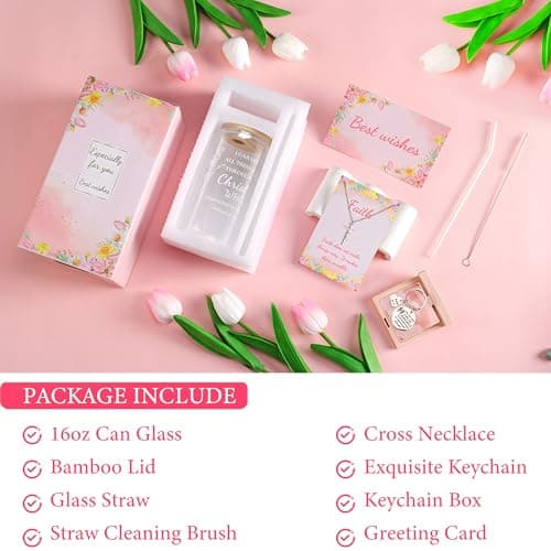 Christian Gifts for Women, Inspirational Religious Gift for Birthday, Mother’s Day, Christmas, Catholic Faith Based Gifts for Mom, Wife, Sister, Grandma, Aunt, Best Friend, 16oz Scripture Glass Cup view 3