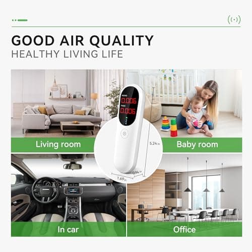 Air Quality Monitor,Indoor Formaldehyde Detector, TVOC Tester for Indoor Air Pollution Detection - Confined Space Test Air Quality for Home,Office and Various Occasion (Black) view 6