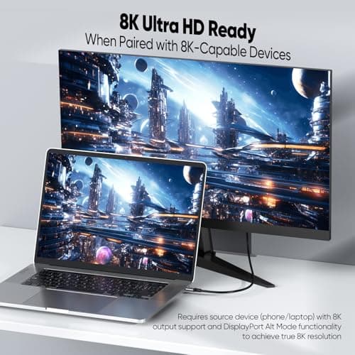 URELEGAN Short USB C Data Monitor Charging Cable 1.6FT 2-Pack,Slim USBC Portable Monitor Video Cable, Short USB 3.2 Gen 2 (8K/4K@144Hz,10Gbps,100W,) Camera,SSD,CarPlay/Android Auto,iPhone 15-17 view 6