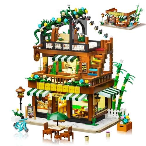 City Coffee House Building Set for Adults, 1764 PCS Café House Shop Building Block Toy with Ordering Counter Construction Model Kit Mother's Day Home Decor Birthday Gift for Girls Women Age14+ — image 1
