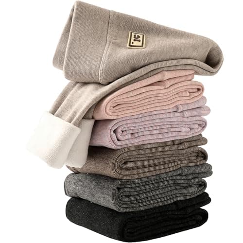 Chicduo 6 Pack Girls Fleece Lined Leggings Kids Winter Warm Pants for Girls Thick Thermal Leggings Multicolor