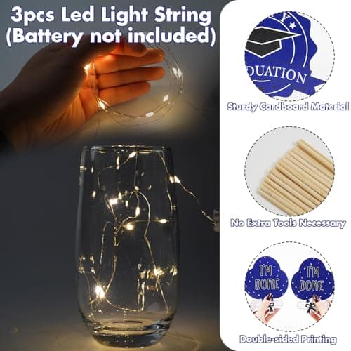 Graduation Decorations 2026 Graduation Party Decorations 32Pcs Blue Graduation Table Centerpiece Sticks with String Lights for College High School Congrats Grad Party Decor Supplies Favors Photo Props view 4