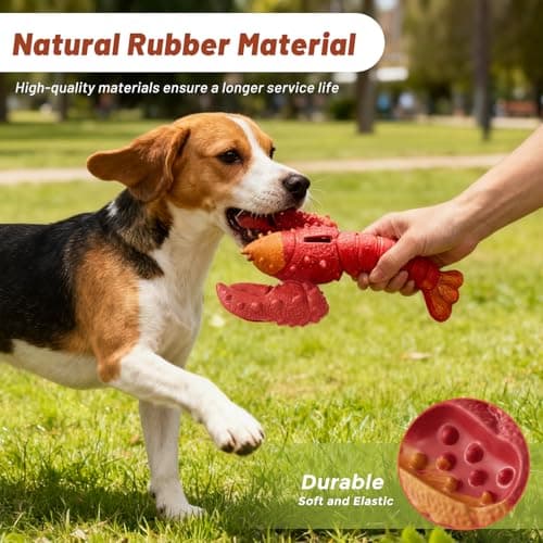 ZOMISIA Dog Chew Toys - Lobster Dog Toys for Small Medium Breeds, Rubber Teething Toys with Bacon Flavor, Pet Toys to Keep Them Busy view 2