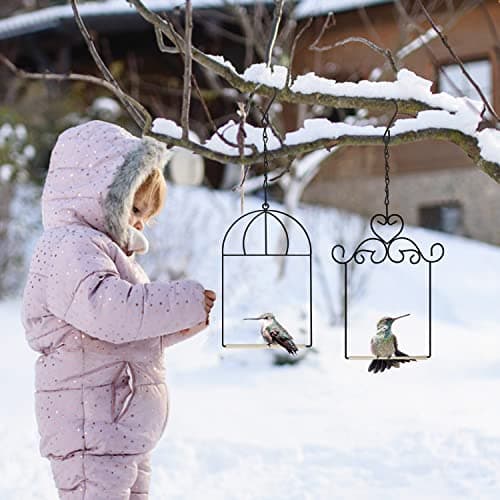 MIXXIDEA 3PK Hummingbird Perch, Hummingbird Swing with Metal Frame, Bird Swing with Wooden Dowel and Hanging Chain,Suitable for Hanging Indoor,Outdoor, Lawn,Patio,Garden view 6
