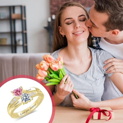 Personalized 2 Birthstones Rings view 3