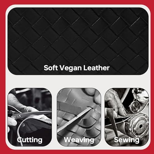 Kiss Sea Women's Top-Handle Handbags Woven Crossbody Bag Leather Shoulder Bag with Adjustable Strap for Daily Use view 5