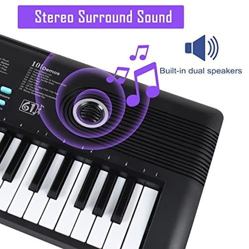 61 keys keyboard piano, Electronic Digital Piano with Built-In Speaker Microphone, Portable Keyboard Gift Teaching for Beginners, electric piano for kids view 2