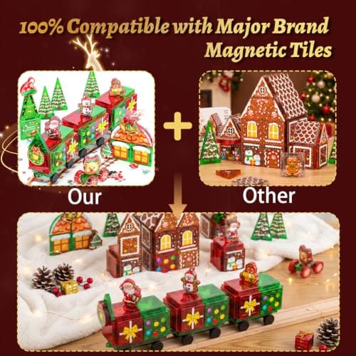 Magnetic Tiles Advent Calendar 2026, Christmas Countdown Gifts for Kids | 24 Days of Surprises Gifts, Santa Claus, Train set, Magnet Building Blocks, Christmas Toys for 3+ Year Old Boys & Girls view 3