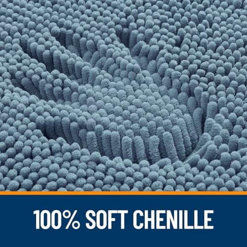 OLANLY Bathroom Rugs Sets 2 Piece, Soft Absorbent Chenille Bath Mats Area Rug Set, Non-Slip, Quick Dry, Machine Washable Bath Mats for Bathroom, Home Decor Accessories (30"x20"+24"x16", Airy Blue) view 2