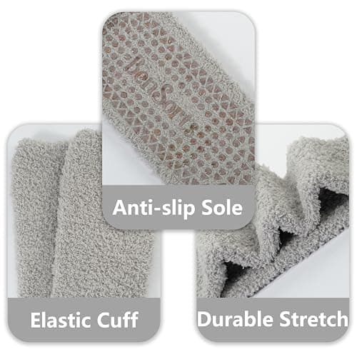 BenSorts Men Fuzzy Slipper Socks with Grips Non Slip Sole Warm House Socks Christmas Gifts view 4