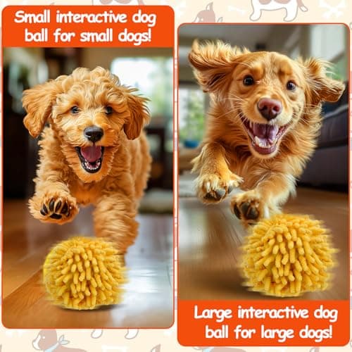 Interactive Dog Toys - Self Rolling Dog Ball with Anti-Chewer Cover for Small/Medium Puppy, Active Motion Activated Toys That Move on its Own, Orange view 6