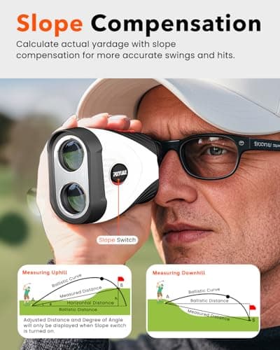 Golf Rangefinder with Slope,1200 Yards Laser Range Finder Golfing,7X Magnification,Flag Lock Vibration,Rechargeable Range Finders with Magnet Stripe,Continuous Scan Mode,High Precision Measurement. view 3