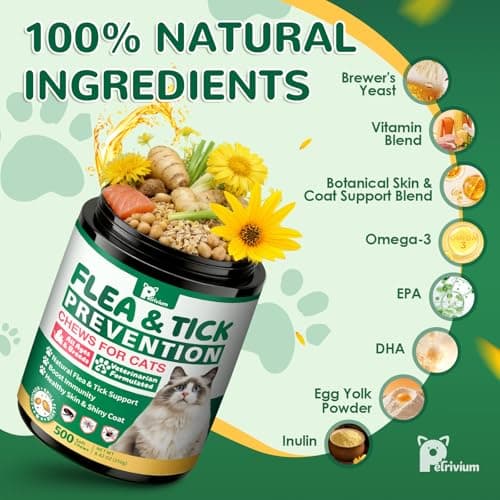 Flea and Tick Prevention for Cats, 500 Cat Flea Treatment, Natural Oral Flea Treatment for Cаts with Vitamins - Supports Skin & Coat, Digestive Health for All Breeds & Ages, Chicken Flavor view 5