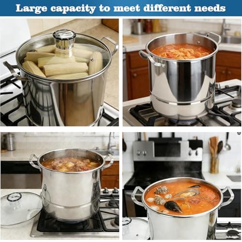 LINMAGCO Canning Supplies Starter Kit - Canning Pot, Water Bath Canner with Lid & Steam Canner with Rack view 3