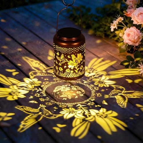 Solar Lanterns Outdoor Waterproof Hummingbird, KagoLing Birthday Gifts for Women Mom Grandma, Garden Decor Hanging Solar Lights Outdoor Metal Lantern Decoration Outside for Yard, Patio, Backyard view 4