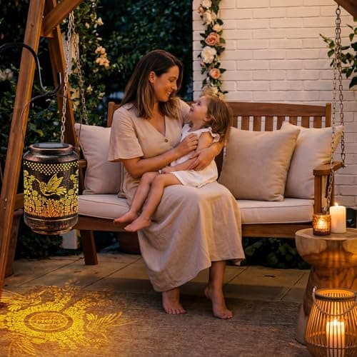 Mothers Day Gifts for Mom Solar Lanterns Outdoor Waterproof, Mom's Birthday Gifts Solar Lights Garden Decor, Birthday Gifts for Mom Hanging Light Yard Decoration Outdoor, Backyard, Patio, Porch view 2