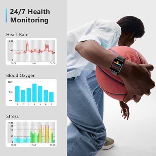 Blackview 2026 Smart Watch (Answer/Make Calls), Fitness Watch for Men and Women with Heart Rate/SpO2/Sleep Monitor/2 Straps, 100+ Sports Modes, IP68 Waterproof Activity Tracker for Android/iPhone view 6