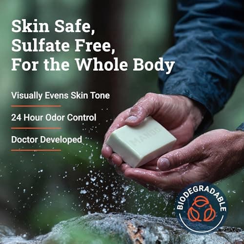 Mando Acidified Cleansing Bar - 24-Hour Odor Control - Removes Odor Better than Soap - Moisturizing Formula - SLS Free, Paraben Free - Safe For Sensitive Skin - Bourbon Leather view 3