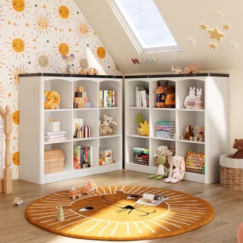 RECHHX White Book Shelf, 9 Cube Storage Organizer, Wooden Bookcase Shelf view 5