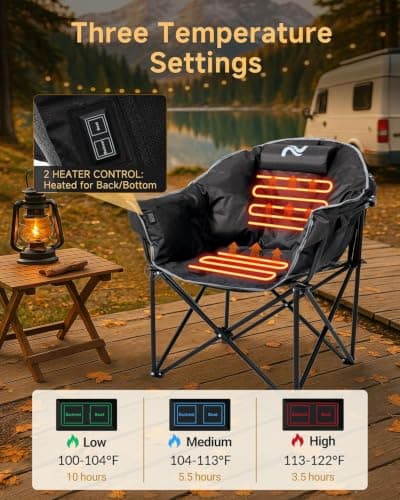 Slsy Oversized Heated Camping Chair, Portable Folding Outdoor Chair view 3
