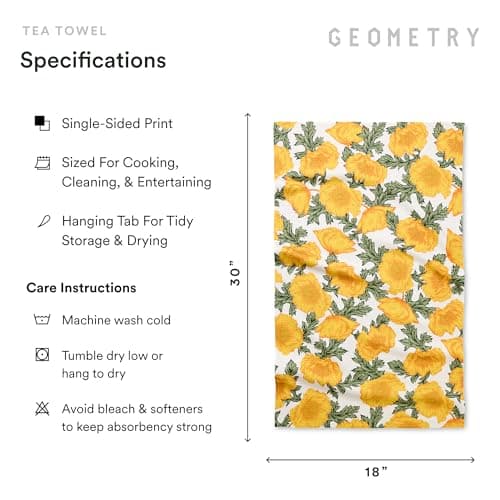 GEOMETRY Tea Towels – Spring & Summer Collection – Quick-Dry, Ultra-Absorbent, Reusable Microfiber Kitchen Towels for Drying & Cleaning - Field of Gold - 1 Pack view 2