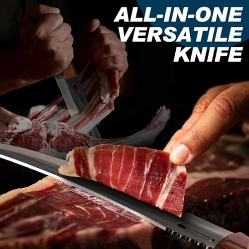 Huusk Hand Forged Carving Knife - Japanese Razor Sharp Butcher Knives for Meat Cutting, Curved Brisket Slicing Knife with Ergonomic Full Tang Handle, Gift for Men and Women view 5