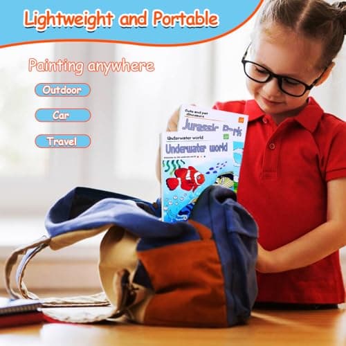 JUNQIU 4Pack Paint with Water Books for Kids, Watercolor Painting Coloring Books for Toddlers, Magic Paint Set, Arts and Crafts for Girls Gifts, Stocking Stuffers For Kids view 6