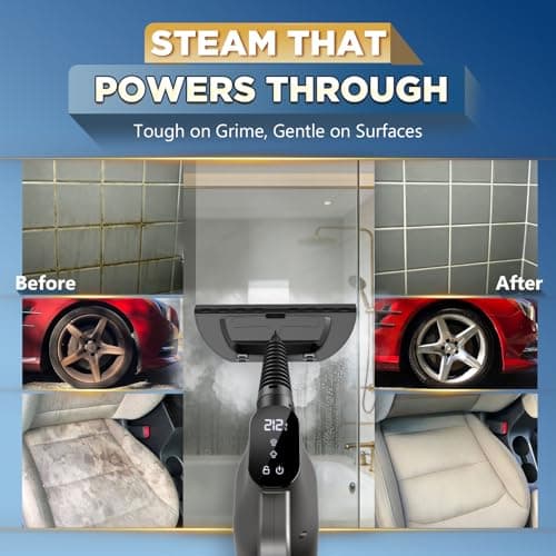 Handheld Steam Cleaner for Home, 1350W, 3s Heat-Up, 350 mL | Portable steam cleaner with 2 levels, a 9.84 ft cord, and 10 tools for kitchens, bathrooms, windows, fabrics, and crevices view 3