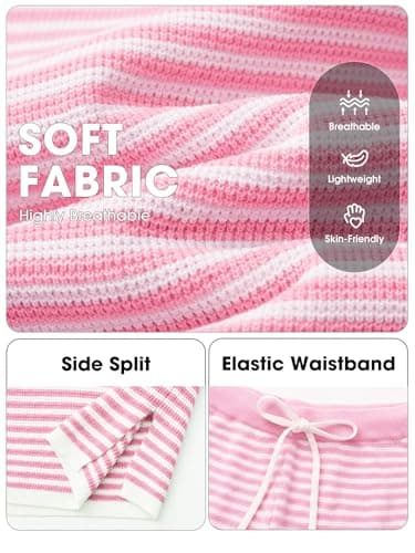 EXLURA Women's Sleeveless Sweater Set 2 Piece Outfits Striped Crewneck Knit Tank Tops and Shorts Summer Sporty Lounge Sets view 6