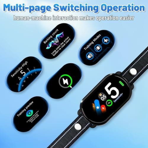 Smart Dog Bark Collar for Small Medium Large Dogs, Rechargeable Ultra-Light Anti Barking Collar with 5 Adjustable Sensitivity,Bark Stop Device,Beep Vibration Modes,IP67 Waterproof view 3