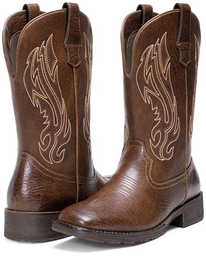 Jousen Cowboy Boots for Men Embroidery Men's Western Boots Retro Square Toe Mens Boot Botas Vaqueras Para Hombre view 5