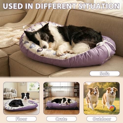 Dog Beds Crate Pad for Medium Dogs, Reversible Ultra Soft Beds, Washable Cover, Comfy Kennel Pad for Dogs Cozy Sleeping Mat, 36inch, Purple view 3