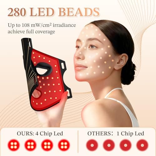 Stofiro FDA-Cleared 850nm Red Light Therapy Mask for Face with Eye Protection, Christmas Birthday Mother’s Day Gifts for Women, Home Beauty Device view 3