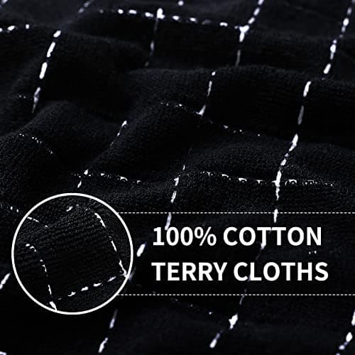Homaxy 100% Cotton Terry Kitchen Towels(Black, 13 x 28 inches), Checkered Designed, Soft and Super Absorbent Dish Towels, 4 Pack view 4