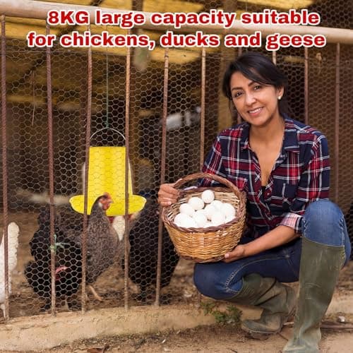 Shellwei 8 Pack 17.6 lb Hanging Chicken Feeders Large Chick Feeder Chicken Food Dispenser for Large Automatic Plastic Poultry Feed Dispensers for Ducks Geese Turkeys Quail view 6