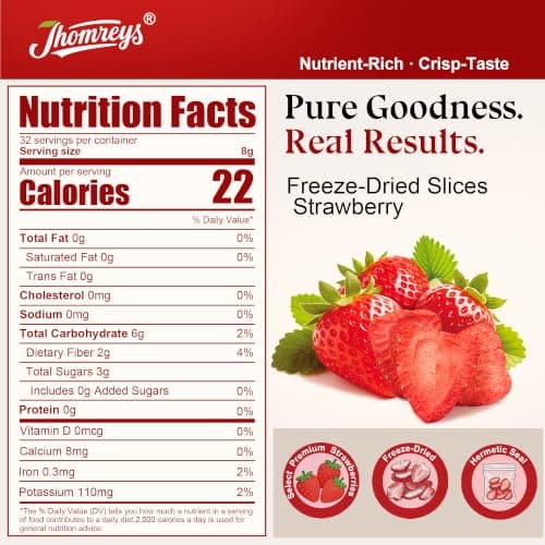Organic Freeze Dried Strawberries Slices Dehydrated Fruit & Dry Berries Crispy Dried Strawberry Fruits, for Breakfast Cereal Dessert Salad Yogurt Baking Decoration Non GMO Gluten Free Vegan 9 oz view 2