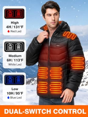 Heated Jacket for Men and Women, Ski Jacket with 10000mAh Battery | Heated Jacket for Men and Women, 15 Heating Zones, 10000mAh Battery, Skiing, Hunting, Camping, Hiking, Fishing, Outdoor Work view 2