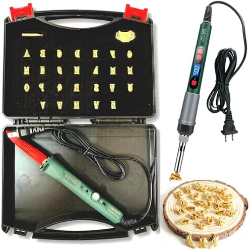 Electric Branding Iron Kit for Food, 80W with Digital Temperature Display, 26 Brass Letter Stamps for Wood, Leather, Food, BBQ