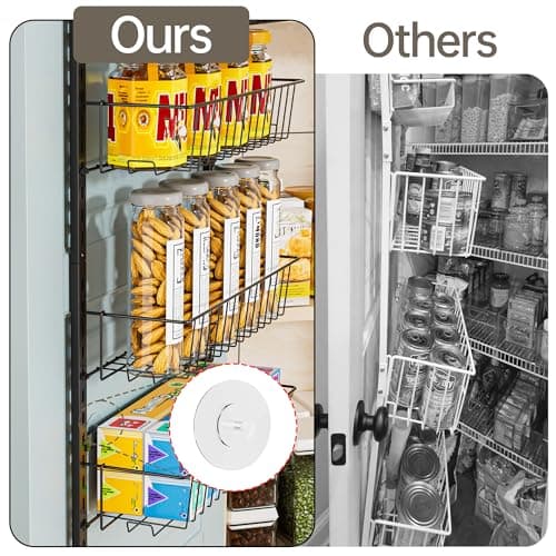 Delamu Adjustable Cabinet Door Organizer, 6 Tier Hanging Spice Rack | Metal Over the Door Pantry Organizer, Pantry Organizers and Storage Shelves for Kitchen Bathroom Laundry Room, Black view 4