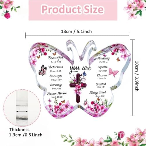 Christian Gifts for Women, Butterfly Inspirational Gifts for Friends, Religious Spiritual Gifts for Her Mom Girl Coworker Sister, Birthday Gift for Women - Acrylic Plaque view 2