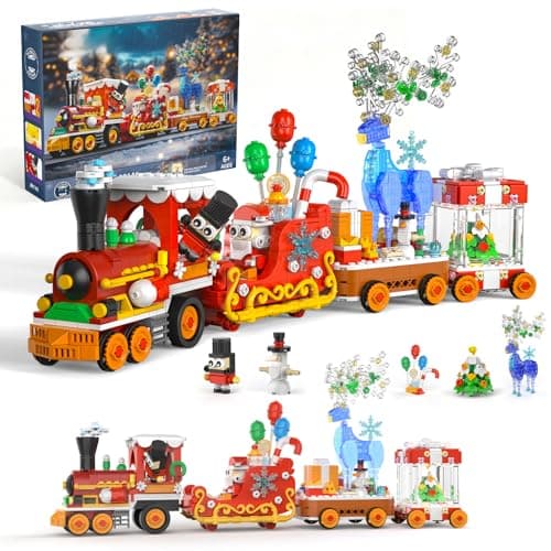 Christmas Train Building Block Set-1461PCS Surprise Christmas Countdown Toys with LED Light Collectible Holiday Block Sets Thanksgiving Xmas Gifts Home Decor for Boys Girls and Adults — image 1