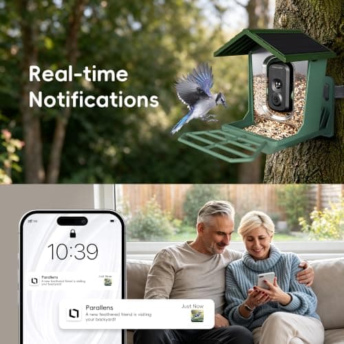 Bird Feeder with Camera Solar Powerd, 2.4Ghz/5Ghz Dual WiFi Bird Camera, 2.3K HD with AI Bird ID for 10,000+ Species, Birdhouse Cam for Outdoor Backyard Birdwatching Gift view 3