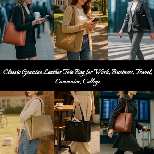 Blofinche Genuine Leather Tote Bag for Women,15.6 Inch Laptop Bag, Large Work Purse for Office Travel Commuter view 4