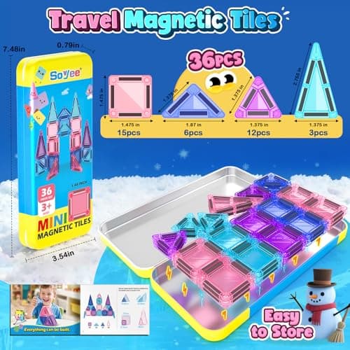 Mini Magnetic Tiles Kids Toys Travel Essential Games STEM Educational Toys view 5
